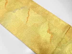 本場筑前博多佐賀錦縞に流水・秋草模様織出し袋帯